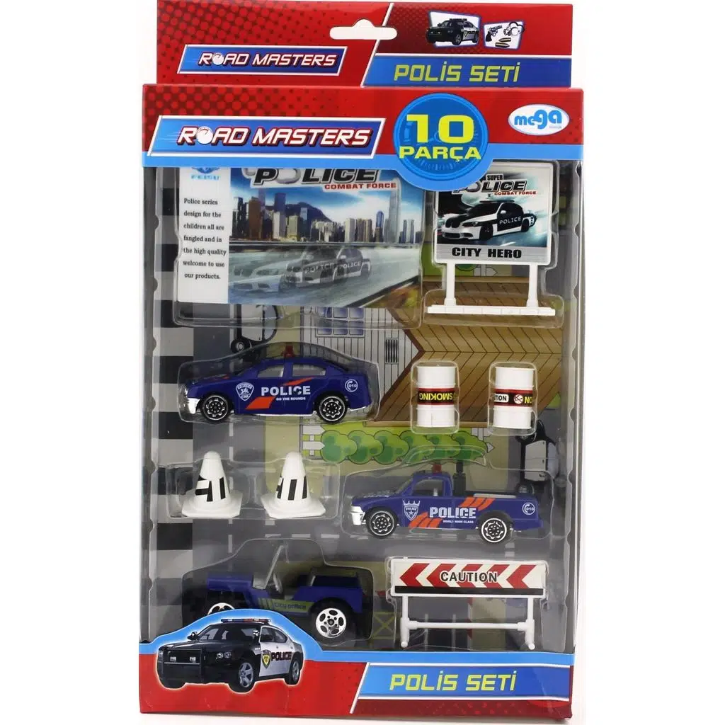 10 Parça Die-Cast Polis Seti
