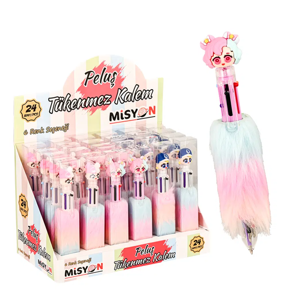 Bebek Tüylü 6 Renk Tükenmez Kalem 24 Lü