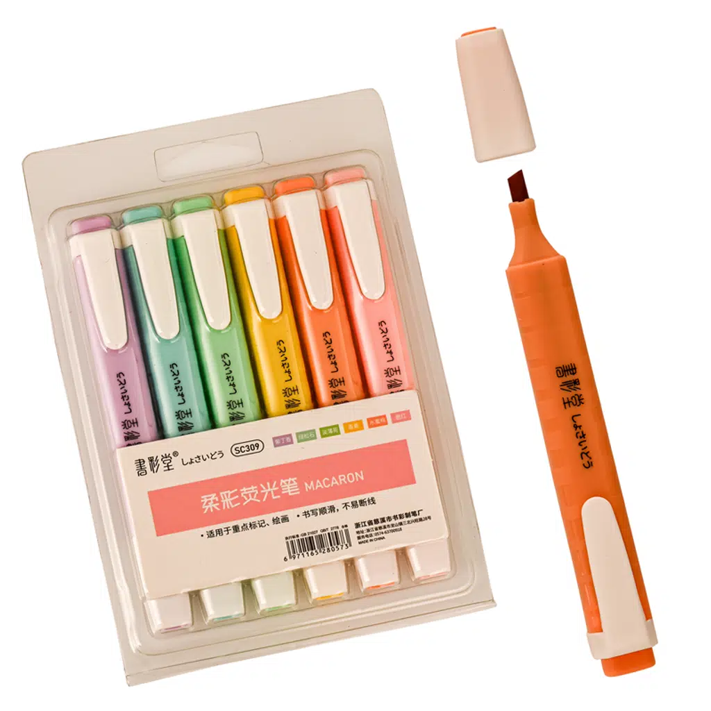 Macaron Basmalı Fosforlu Kalem 6 Renk