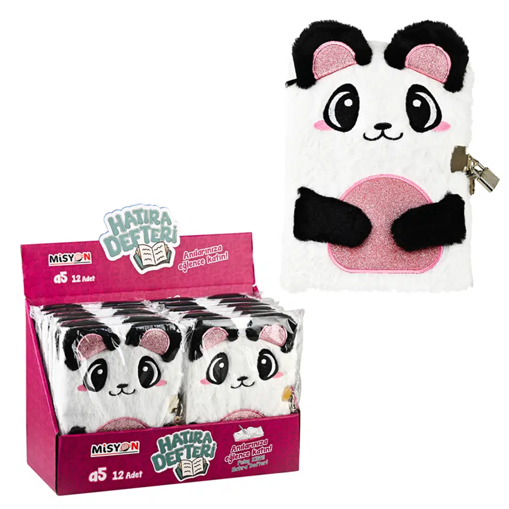 Panda Peluş Hatıra Defteri Kilitli 12 Li