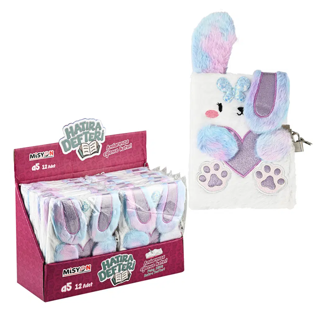 Patili Peluş Hatıra Defteri Kilitli 12 Li