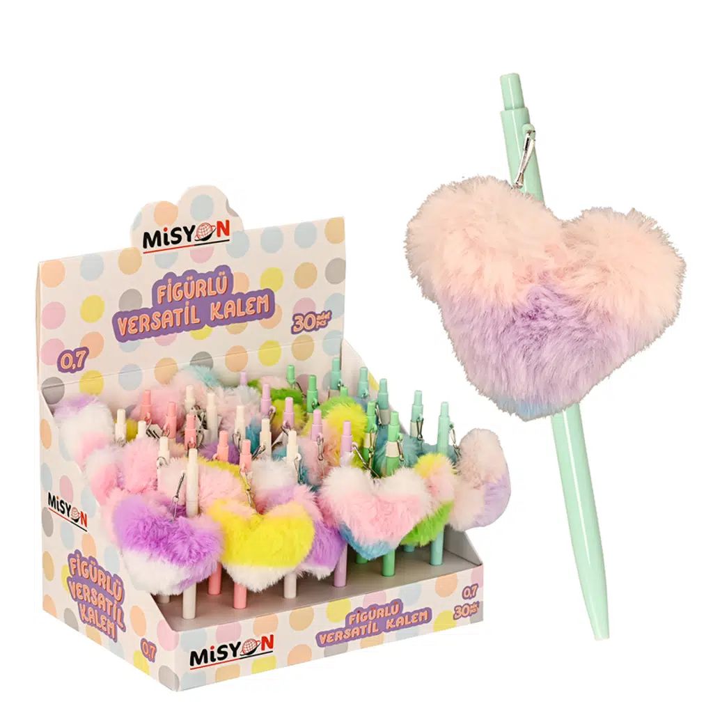 Peluş Kalp Figürlü Versatil Kalem 0.7 30 Lu