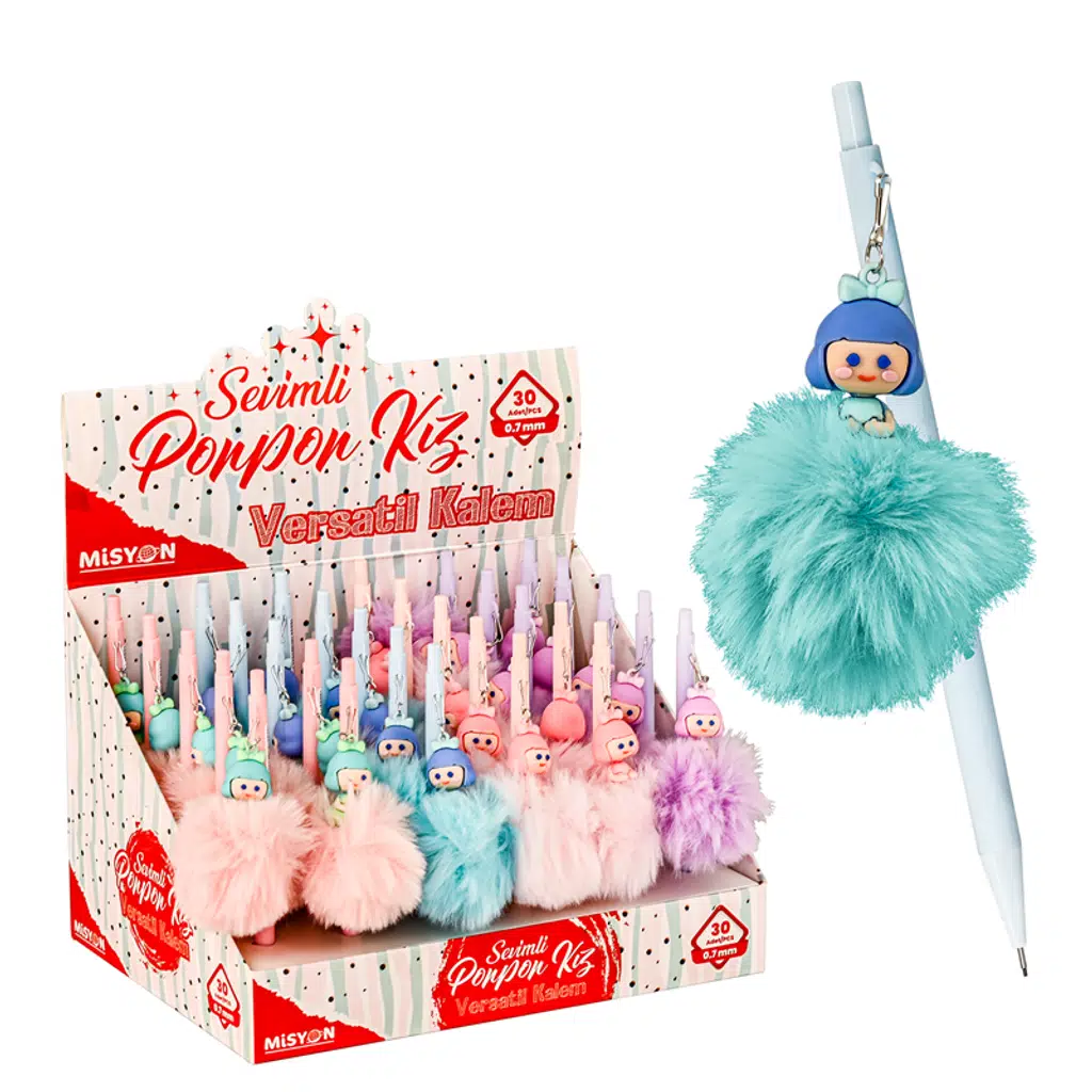 Sevimli Ponpon Kız Versatil Kalem 0.7 30 Lu