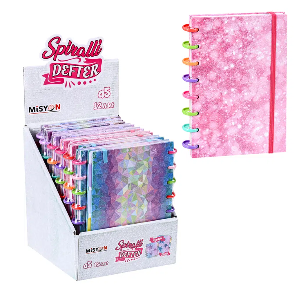 Simli Spiralli Ayraçlı Defter 12 Li