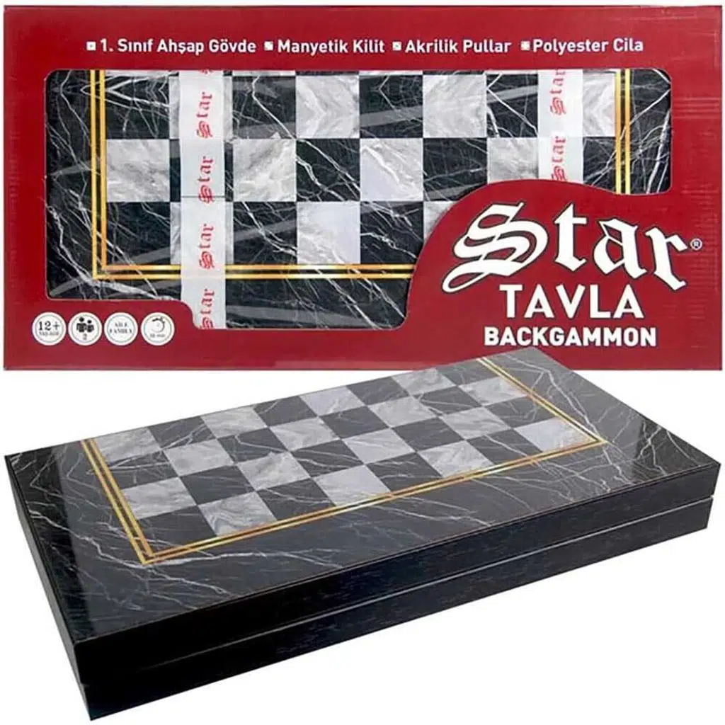 STAR MAT PROFİL SİYAH MERMER TAVLA TAKIMI 1022078
